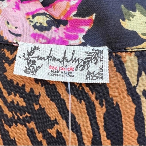 🆕 NWT FP Pajama SET Iron Combo Tiger Floral Print SILKY oversized XL Long Tall - Picture 11 of 16